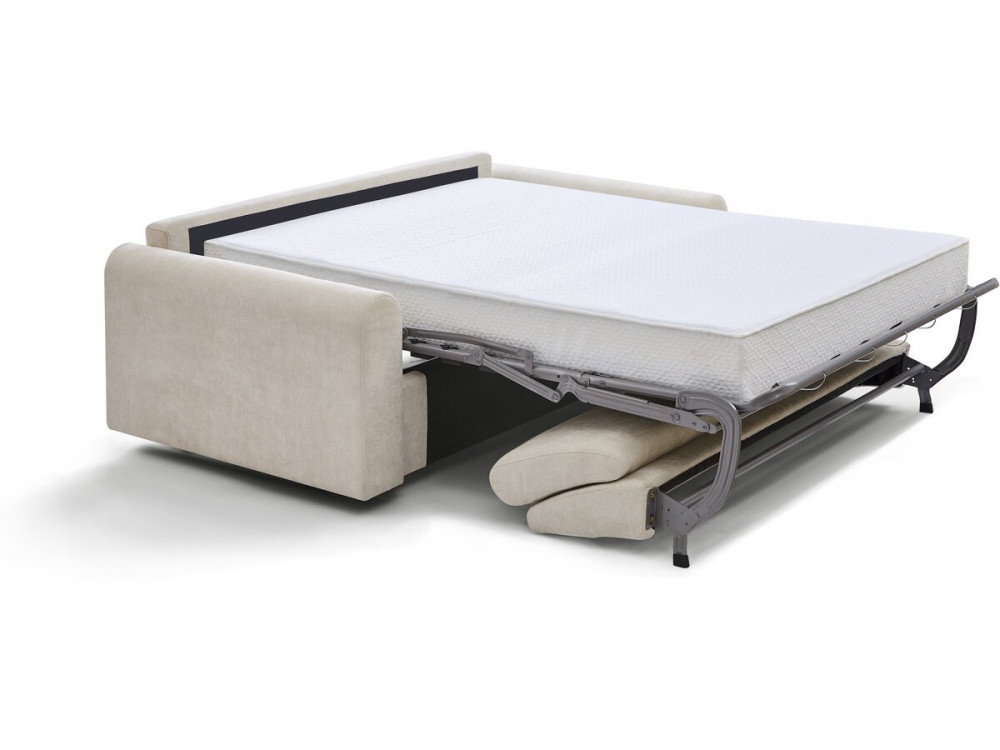 Sofá-cama convertível expresso "Isadora" - Colchão 18 cm - Roupa de cama 140 cm - 3 lugares - Bege