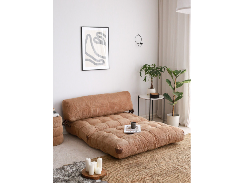 Sofá-cama de tecido de 2 lugares "Fold" - 120 x 75 x 79 cm - Castanho