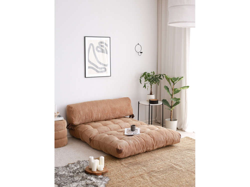 Sofá-cama de tecido de 2 lugares "Fold" - 120 x 75 x 79 cm - Castanho