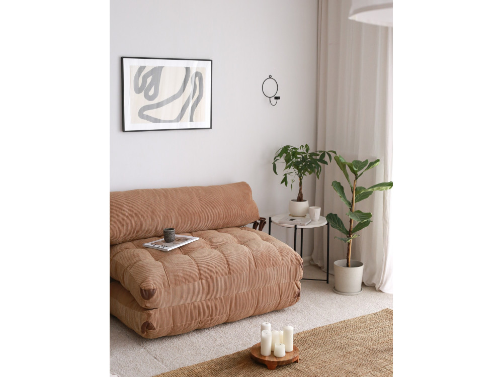 Sofá-cama de tecido de 2 lugares "Fold" - 120 x 75 x 79 cm - Castanho