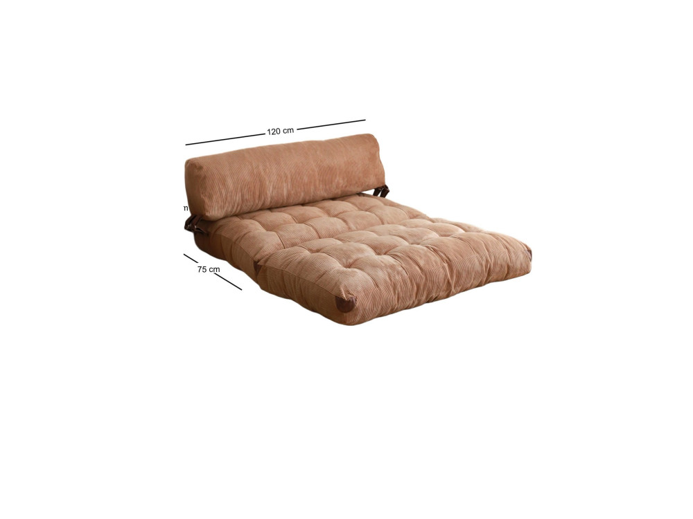 Sofá-cama de tecido de 2 lugares "Fold" - 120 x 75 x 79 cm - Castanho