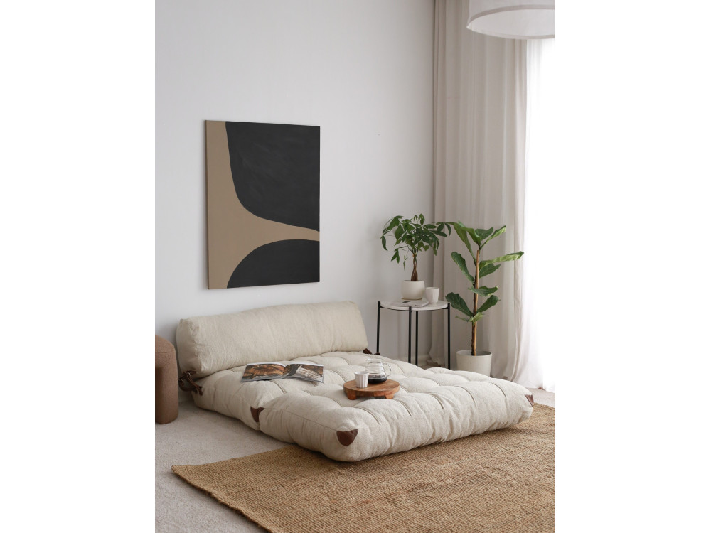 Sofá-cama de 2 lugares em tecido "Fold" - 120 x 75 x 79 cm - Creme