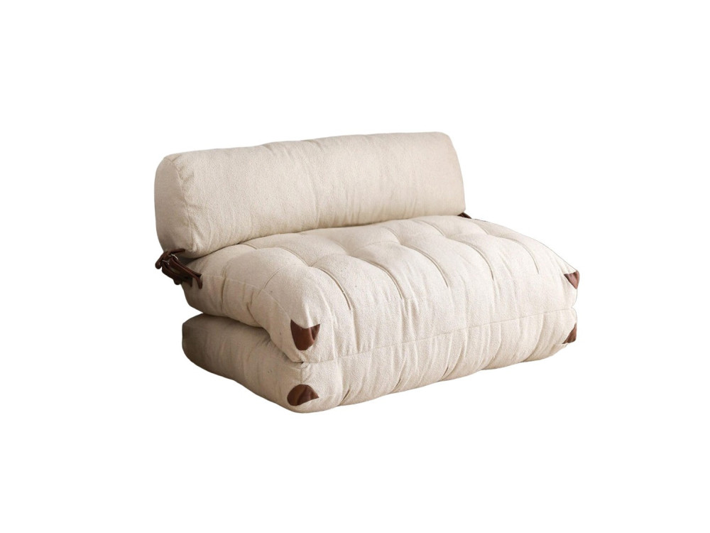 Sofá-cama de 2 lugares em tecido "Fold" - 120 x 75 x 79 cm - Creme