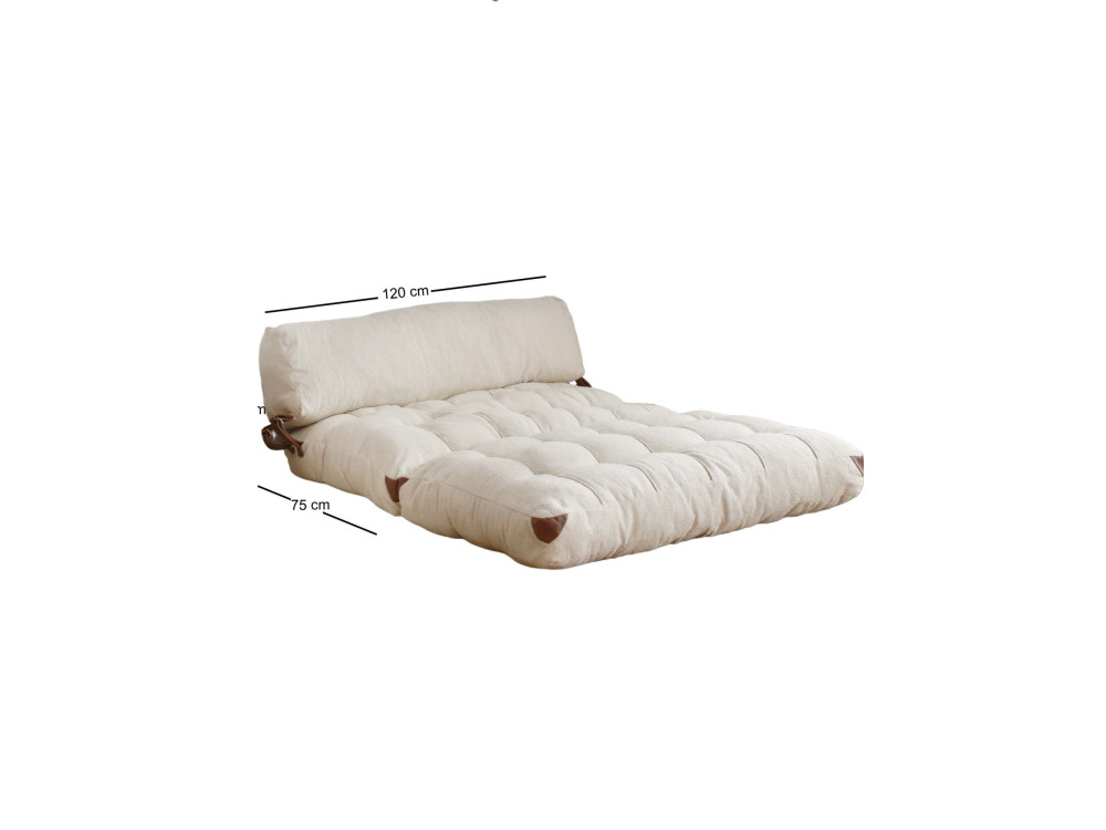 Sofá-cama de 2 lugares em tecido "Fold" - 120 x 75 x 79 cm - Creme
