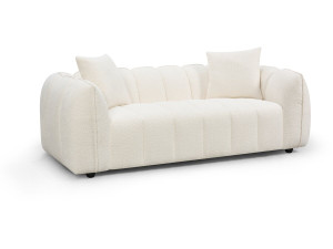 Sofá reto em tecido, estilo «bubble», modelo «Balzac» - 3 lugares - Creme