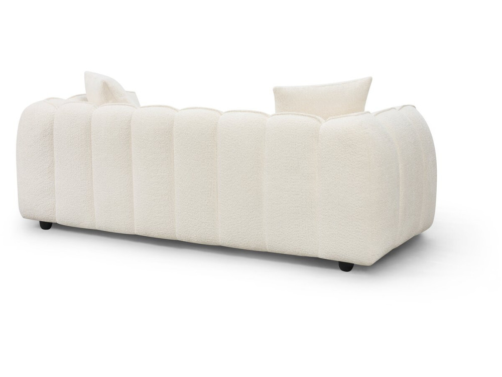 Sofá reto em tecido, estilo «bubble», modelo «Balzac» - 3 lugares - Creme