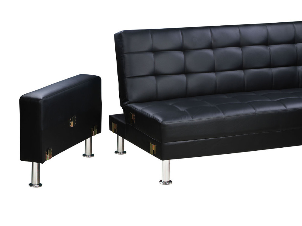 Sofá de canto conversível e reversível "Theo" - 258 x 82/147 x 82 cm - 4 lugares - Preto