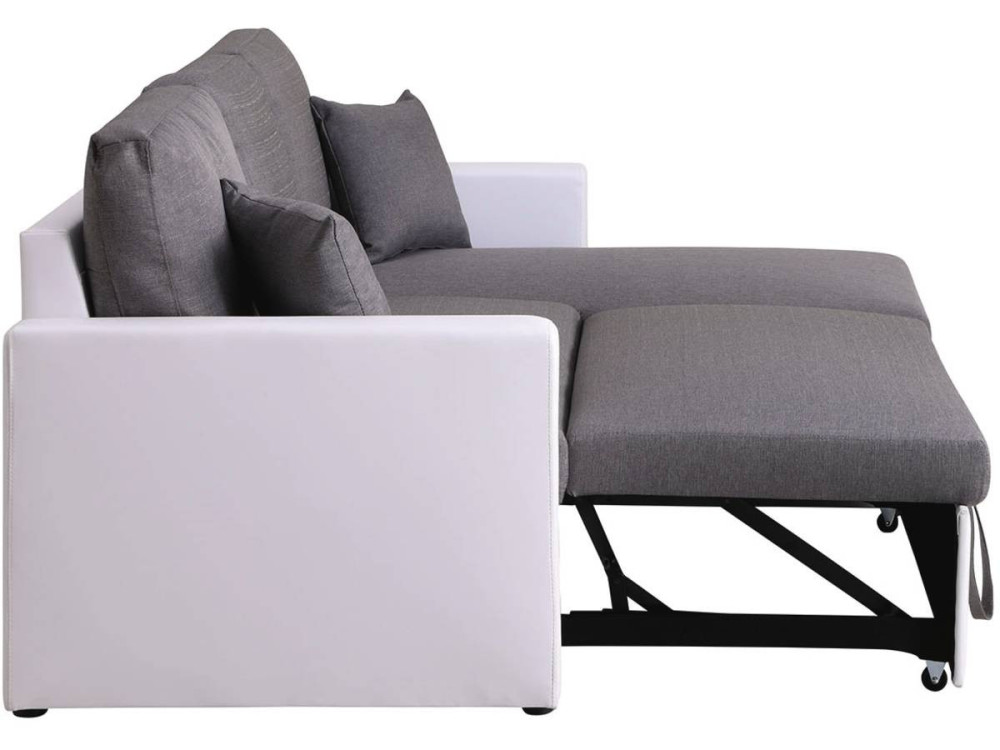 Sofá de canto conversível/reversível com baú "Alain" - 221 x 145 x 85 cm - 3 lugares - Cinza / Branco