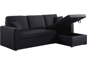 Sofá de canto conversível/reversível "Alain" - 221 x 145 x 85 cm - 3 lugares - Preto
