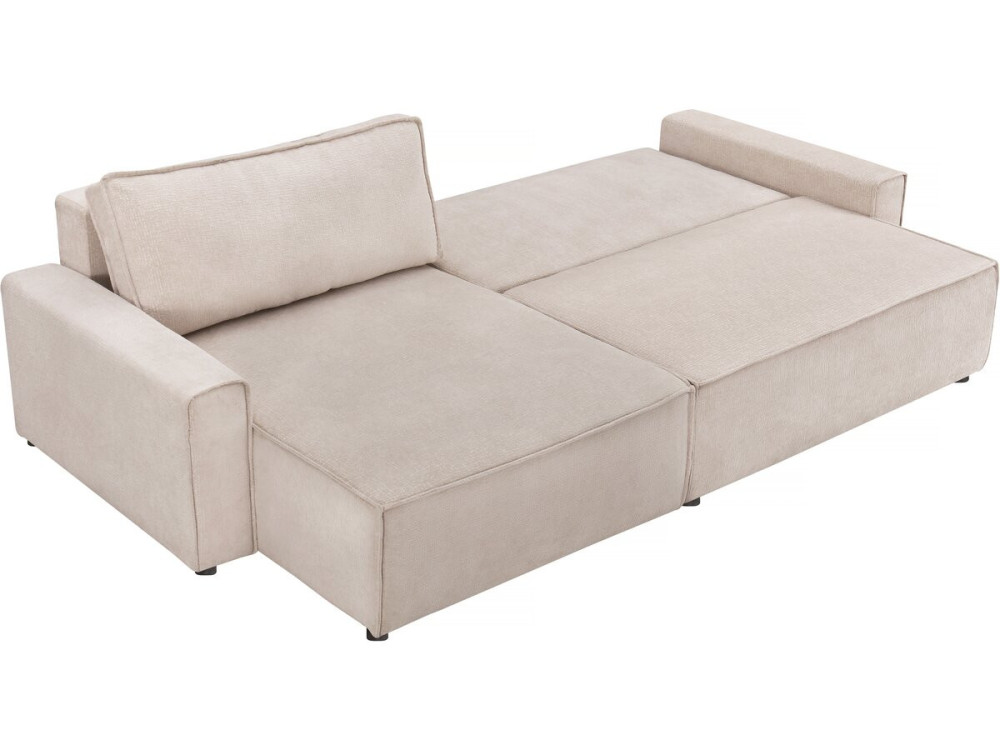 Sofá-cama de canto "Montaigne" em tecido texturado - 4 lugares - Bege