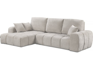 Sofá-cama de canto esquerdo em tecido chenille "Verneuil" - 3 lugares - Bege