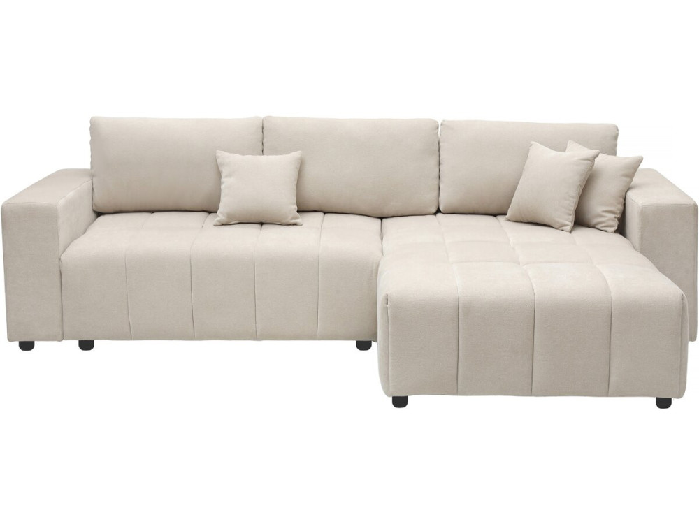 George", sofá-cama de canto de 4 lugares, estilo bolha, em tecido chenille - Bege