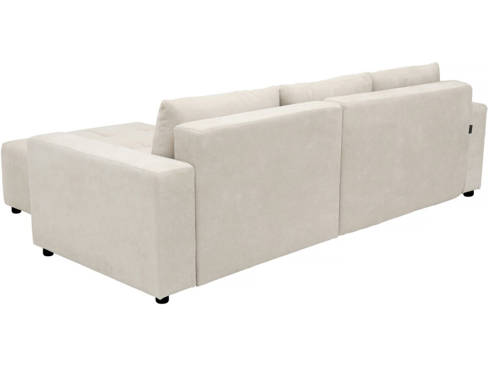George", sofá-cama de canto de 4 lugares, estilo bolha, em tecido chenille - Bege