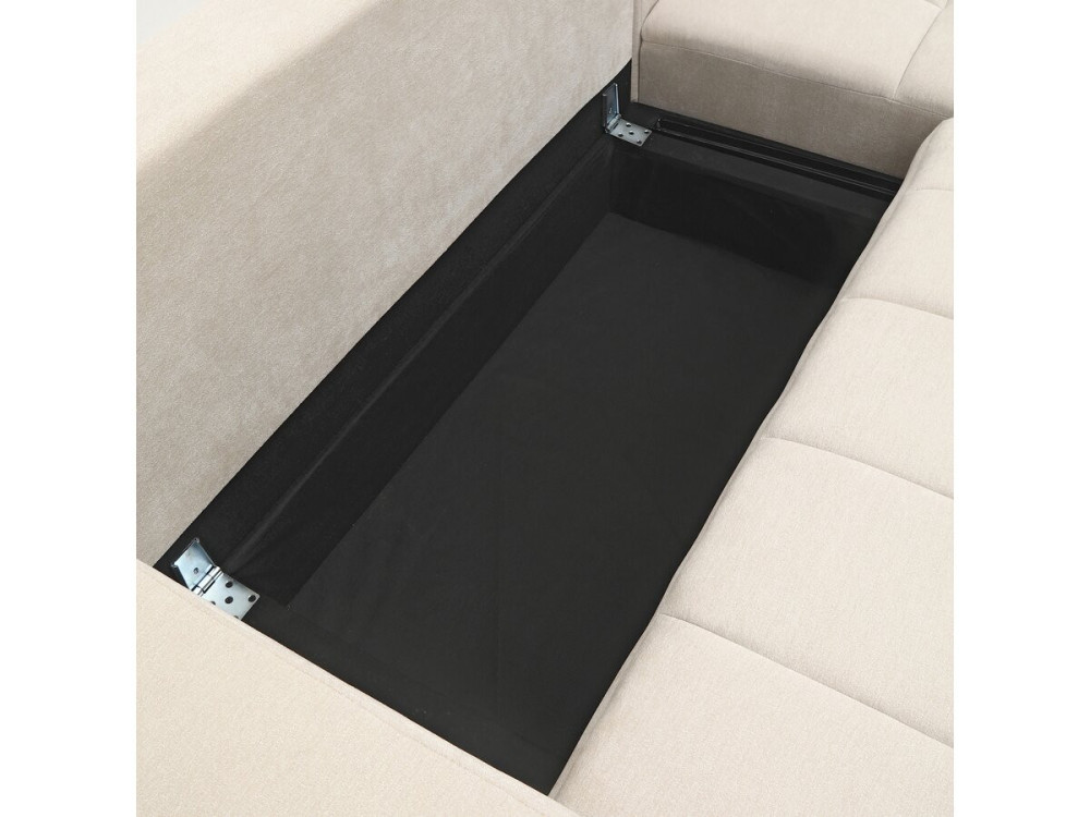 George", sofá-cama de canto de 4 lugares, estilo bolha, em tecido chenille - Bege