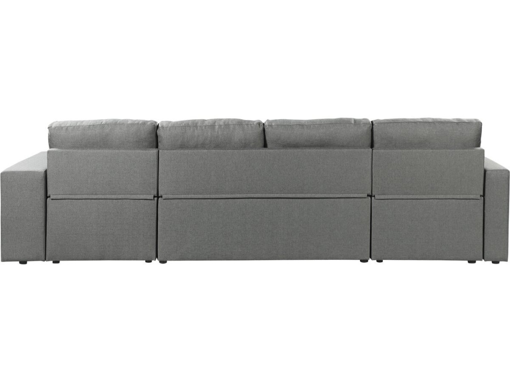 Sofá-cama de canto panorâmico "Axel" em tecido - 4 lugares - Cinzento
