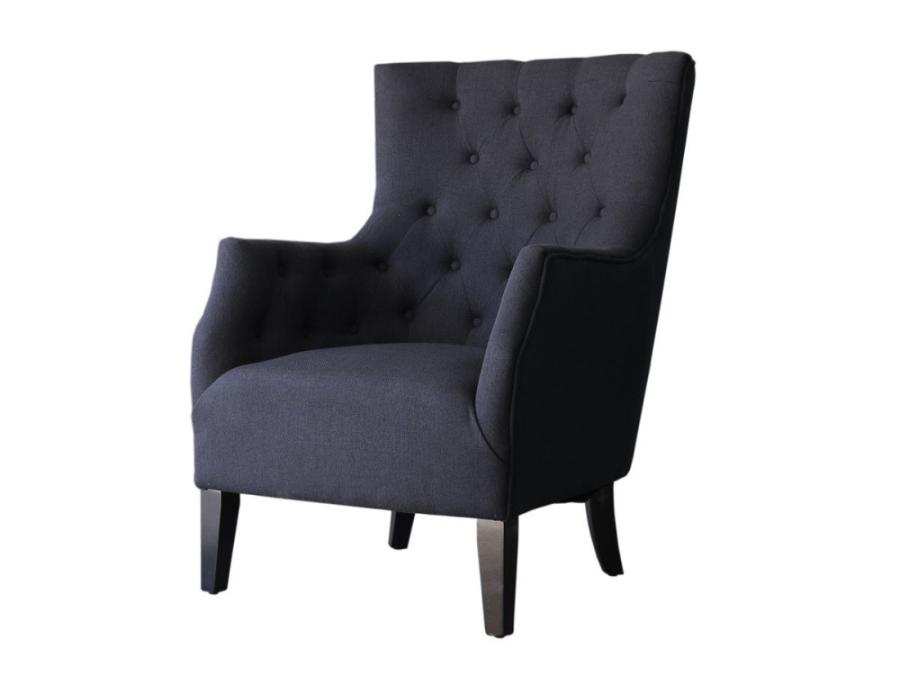 Poltrona escandinava em tecido "Duquesa" - 76 x 83 x 100,5 cm - Preto