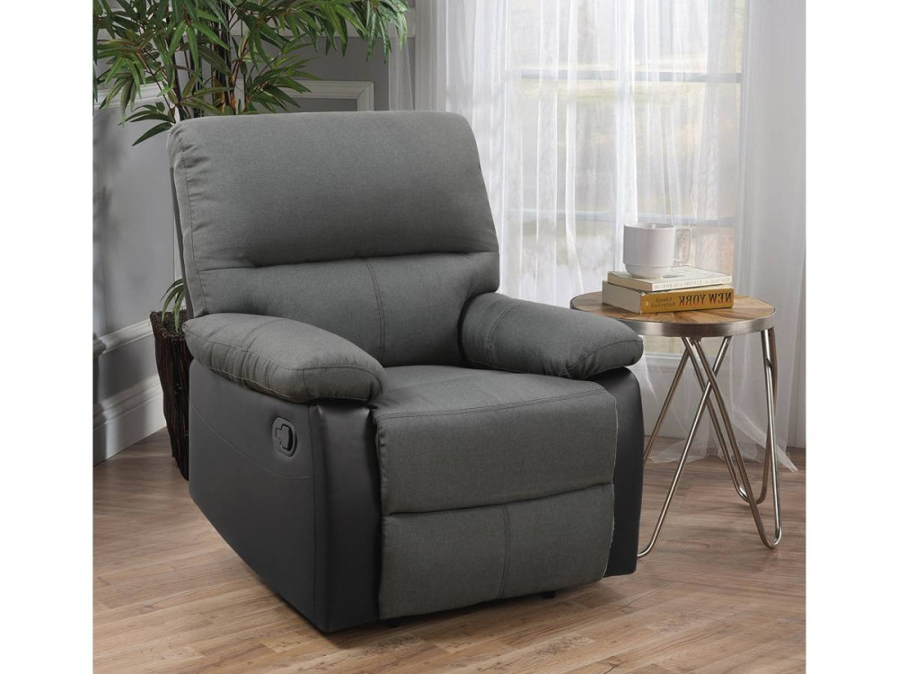 Poltrona de relaxamento "Lincoln" - 90 x 89 x 103 cm - Preto/Cinza escuro