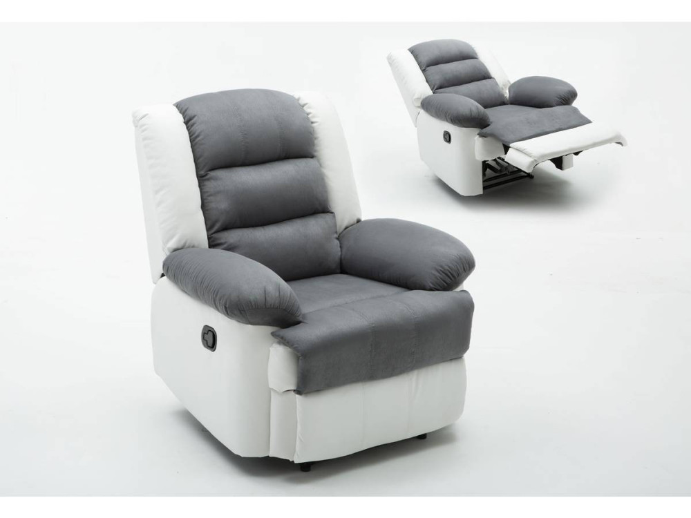 Poltrona de relaxamento "Buckingham" - 85 x 93 x 100 cm - Branco / Cinza claro
