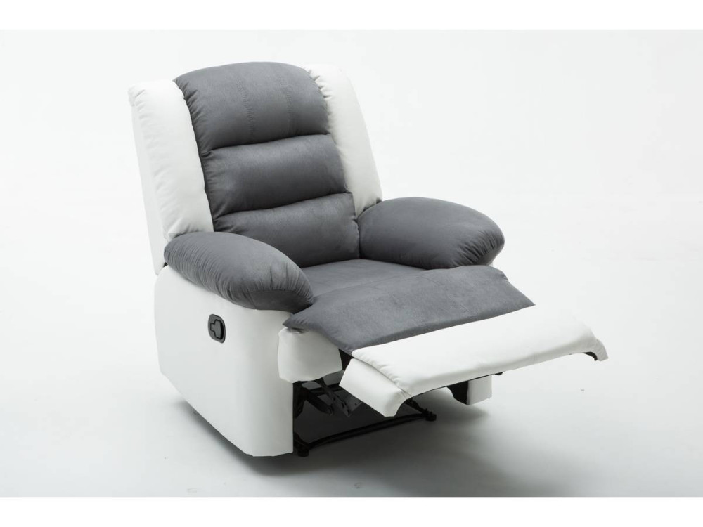 Poltrona de relaxamento "Buckingham" - 85 x 93 x 100 cm - Branco / Cinza claro