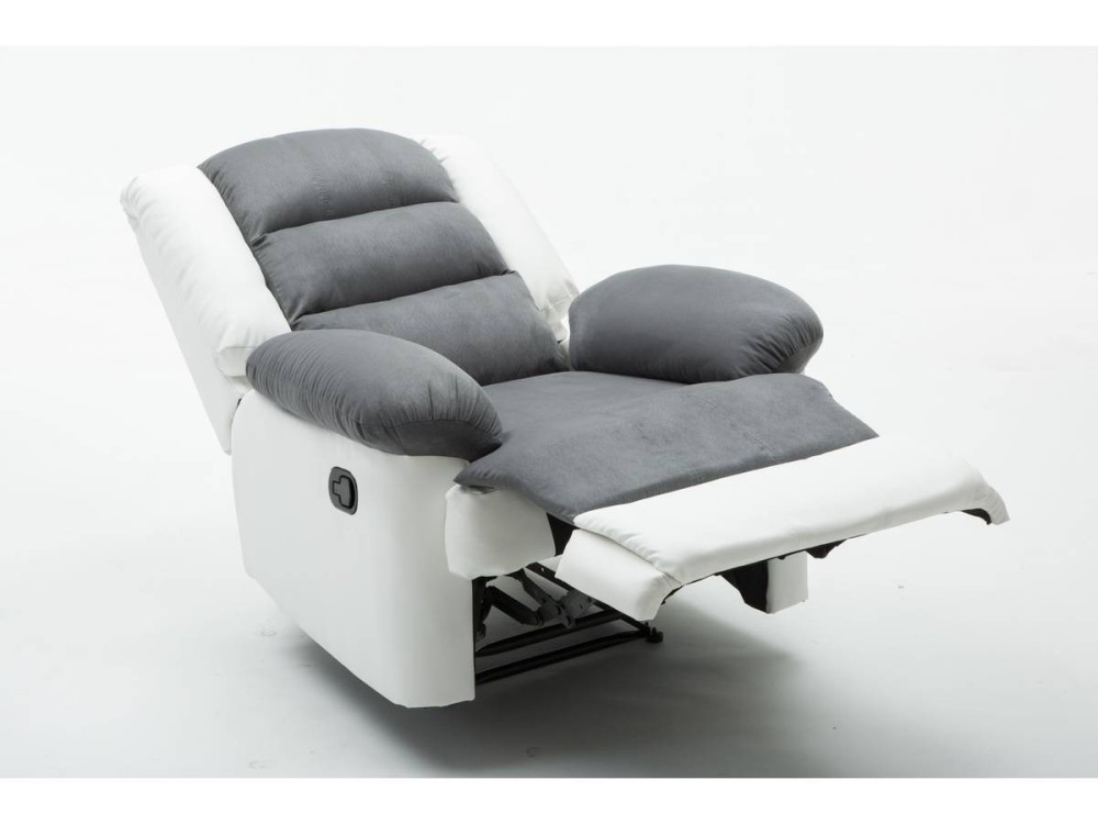 Poltrona de relaxamento "Buckingham" - 85 x 93 x 100 cm - Branco / Cinza claro