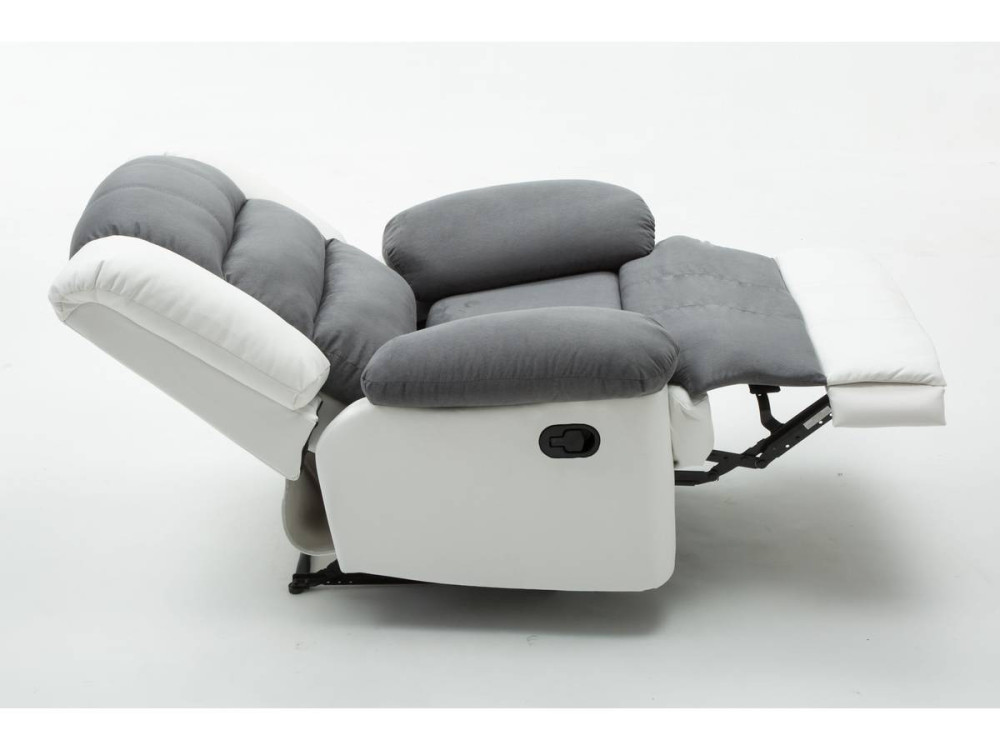Poltrona de relaxamento "Buckingham" - 85 x 93 x 100 cm - Branco / Cinza claro