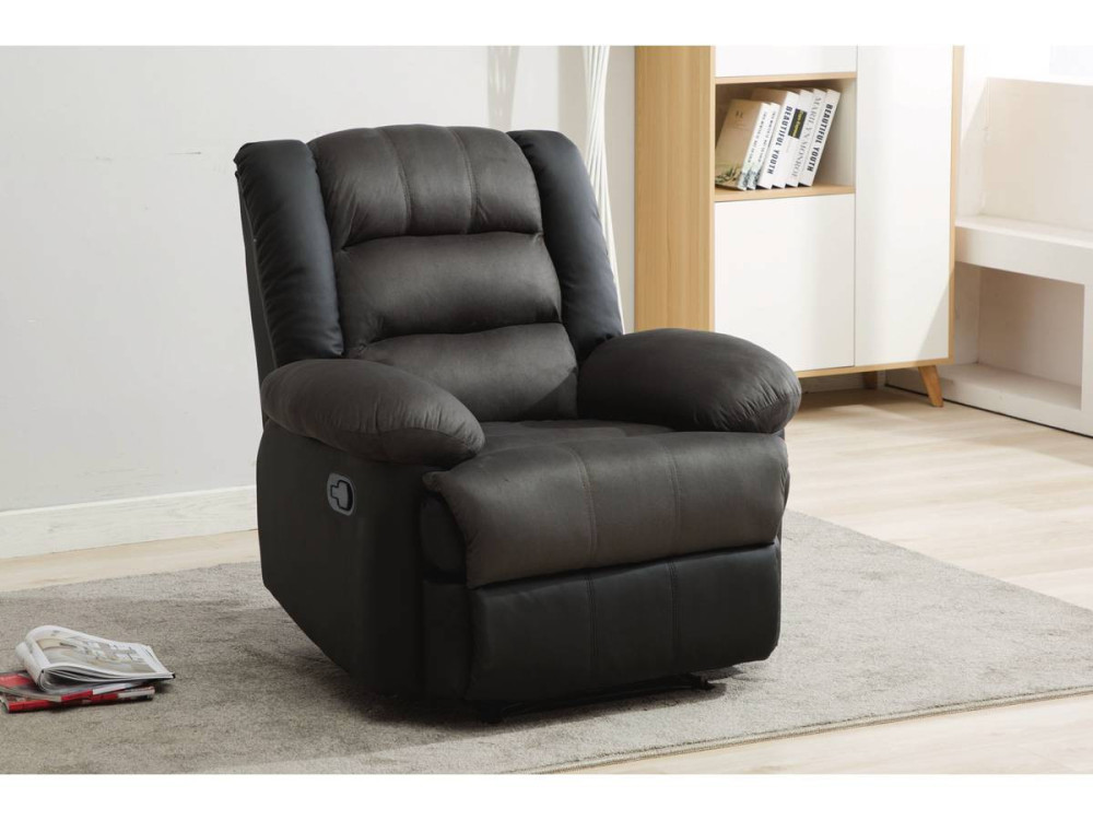 Poltrona de relaxamento "Buckingham" - 85 x 93 x 100 cm - Preto / Cinza escuro