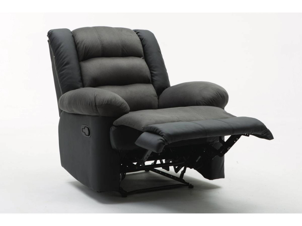 Poltrona de relaxamento "Buckingham" - 85 x 93 x 100 cm - Preto / Cinza escuro