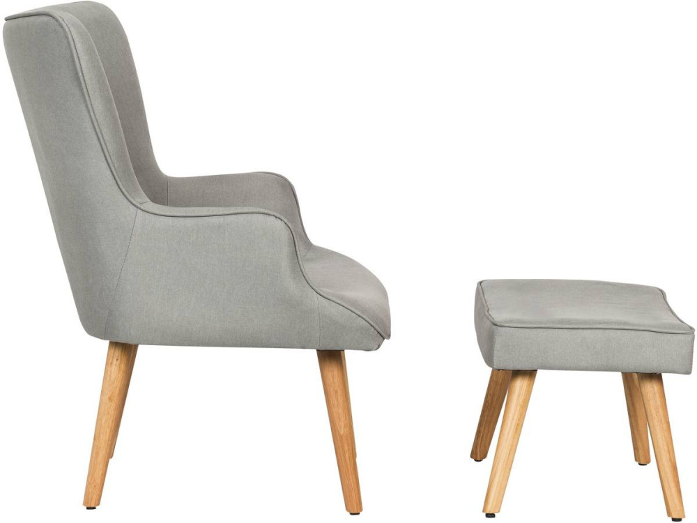 Poltrona estilo escandinavo em tecido "Odense" - 1 lugar - Cinza claro