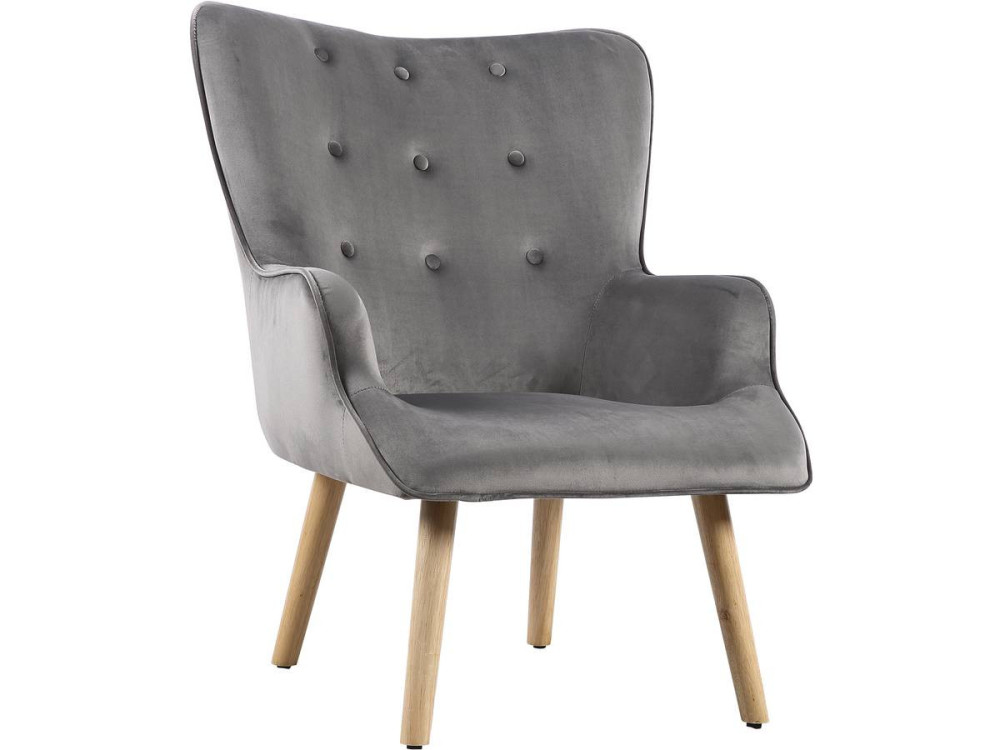 Poltrona de veludo estilo escandinavo "Odense" - 73 x 81 x 92,5 cm - 1 lugar - Cinza