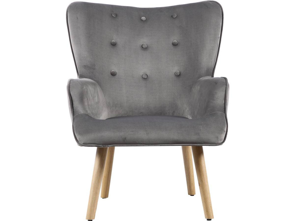 Poltrona de veludo estilo escandinavo "Odense" - 73 x 81 x 92,5 cm - 1 lugar - Cinza
