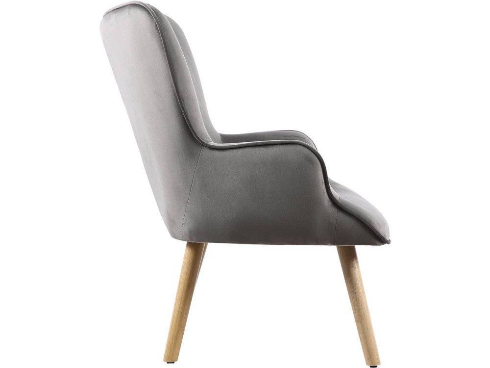 Poltrona de veludo estilo escandinavo "Odense" - 73 x 81 x 92,5 cm - 1 lugar - Cinza