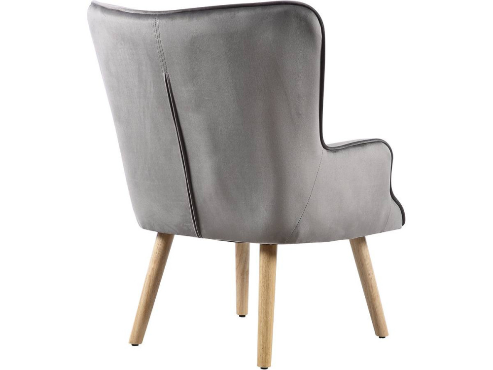 Poltrona de veludo estilo escandinavo "Odense" - 73 x 81 x 92,5 cm - 1 lugar - Cinza