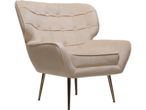 Poltrona de veludo "Austin" - 79 x 71 x 79,5 cm - Bege
