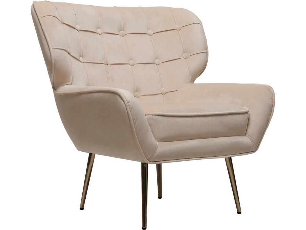 Poltrona de veludo "Austin" - 79 x 71 x 79,5 cm - Bege