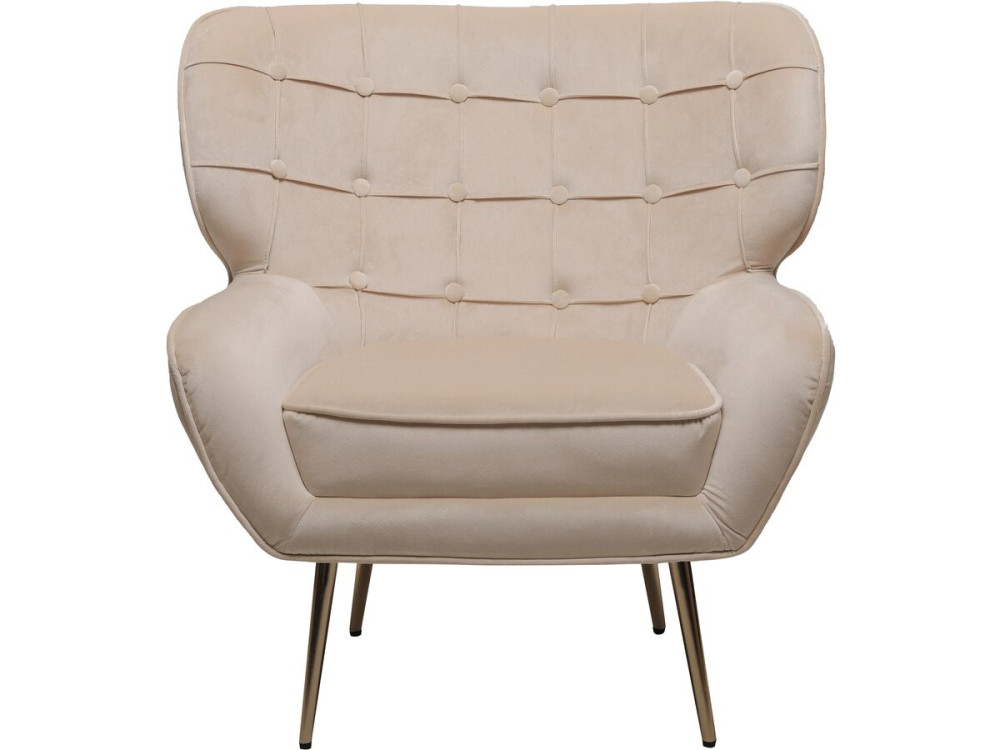 Poltrona de veludo "Austin" - 79 x 71 x 79,5 cm - Bege