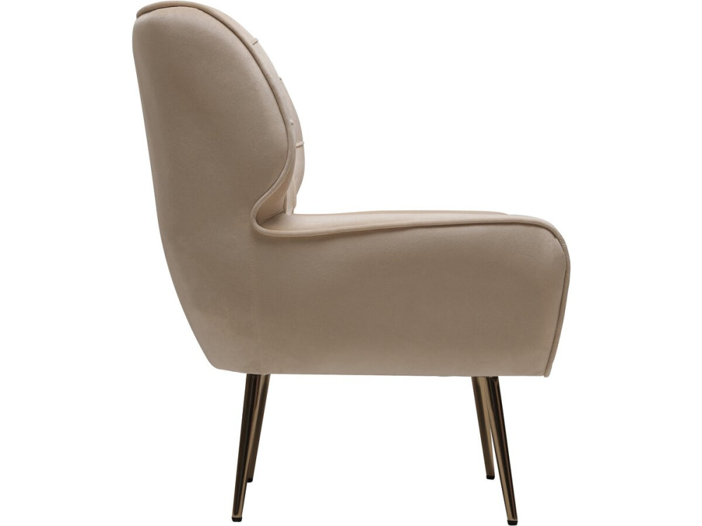 Poltrona de veludo "Austin" - 79 x 71 x 79,5 cm - Bege