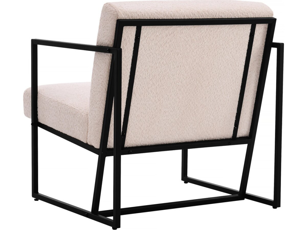 Poltrona "Kennedy" em veludo e metal - 73,5 x 75,5 x 81 cm - Creme