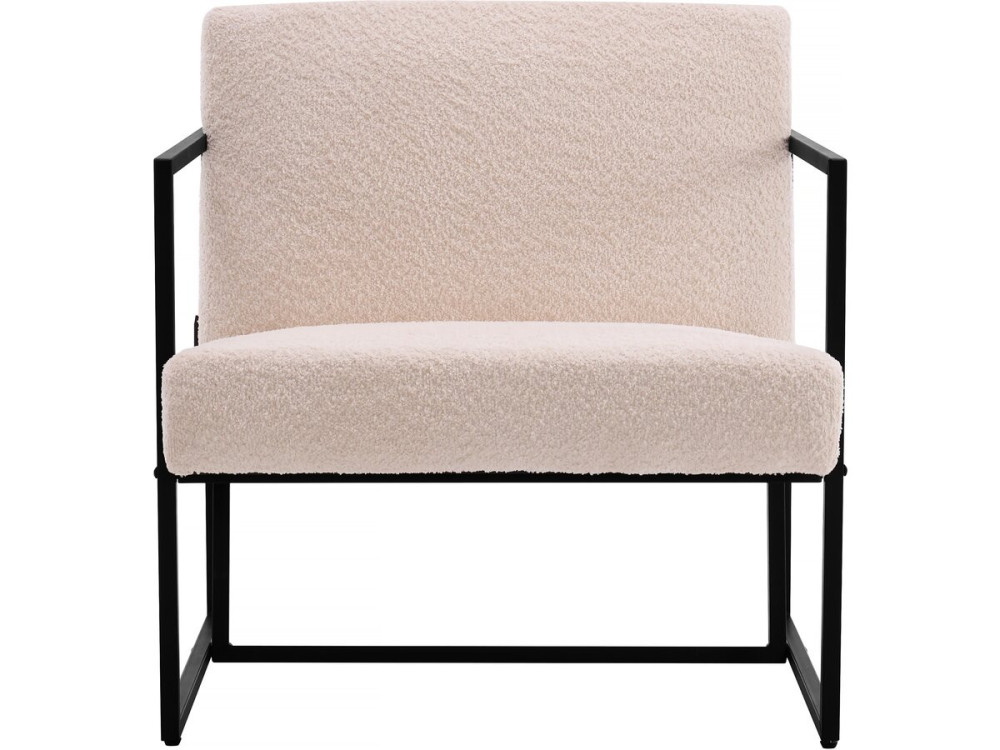 Poltrona "Kennedy" em veludo e metal - 73,5 x 75,5 x 81 cm - Creme