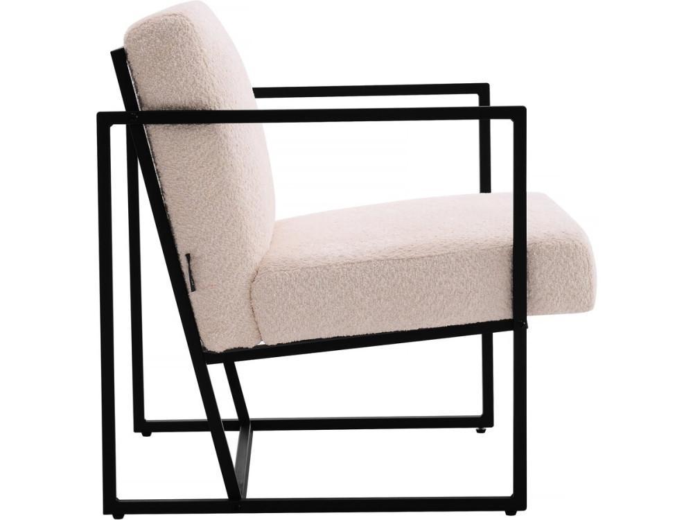 Poltrona "Kennedy" em veludo e metal - 73,5 x 75,5 x 81 cm - Creme