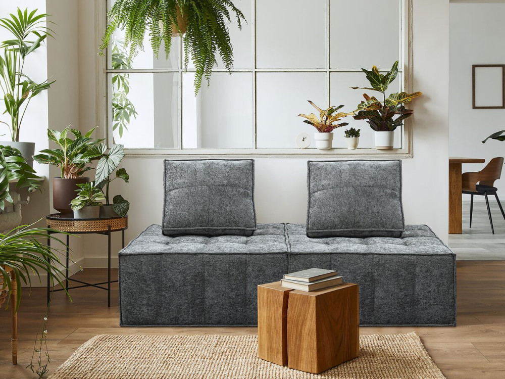 Poltrona estilo veludo - 96 x 100 x 89 cm - Cinza