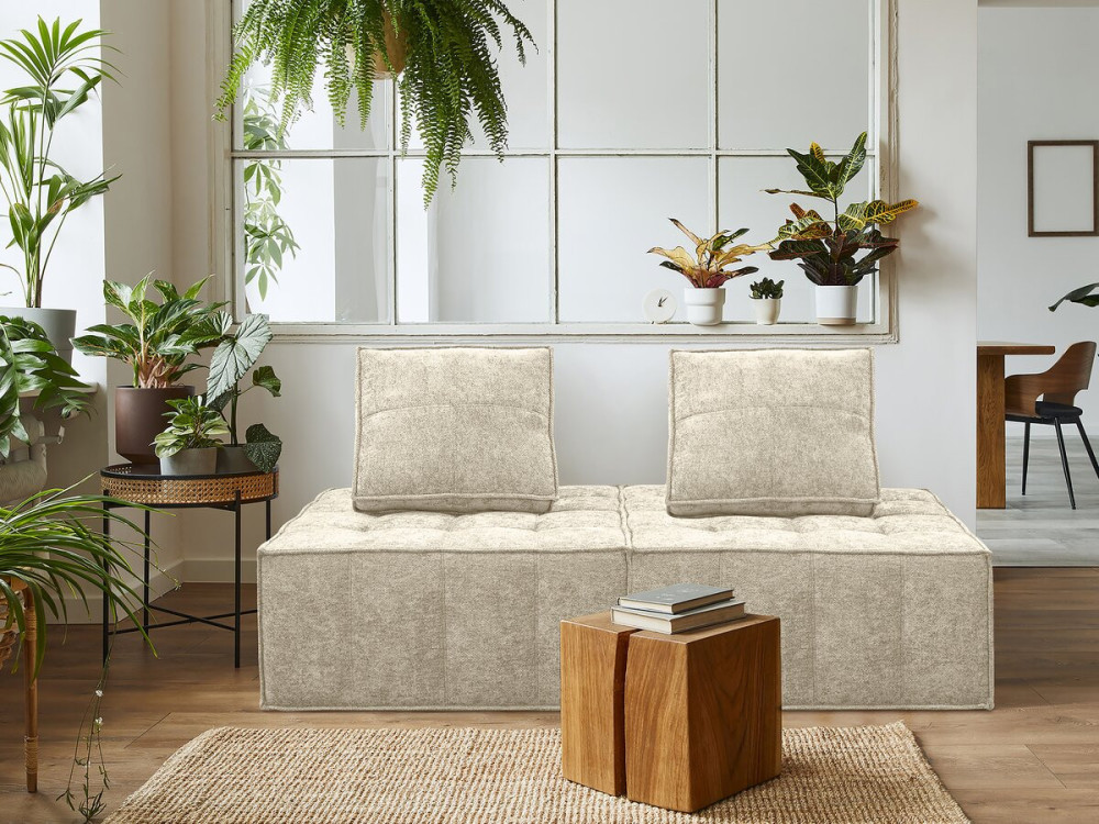 Poltrona estilo veludo - 96 x 100 x 89 cm - Bege