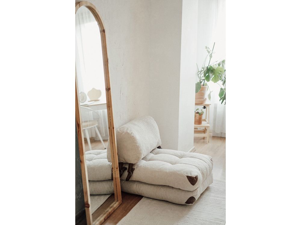 Cadeirão-cama em tecido "Fold" - 80 x 60 x 70 cm - Creme