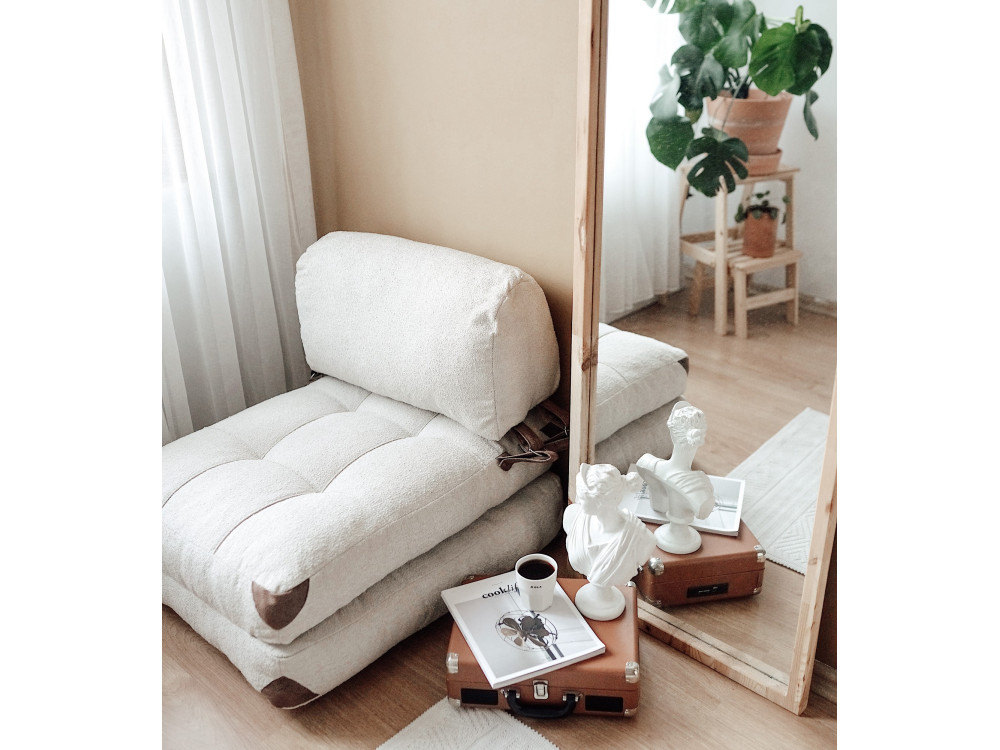 Cadeirão-cama em tecido "Fold" - 80 x 60 x 70 cm - Creme