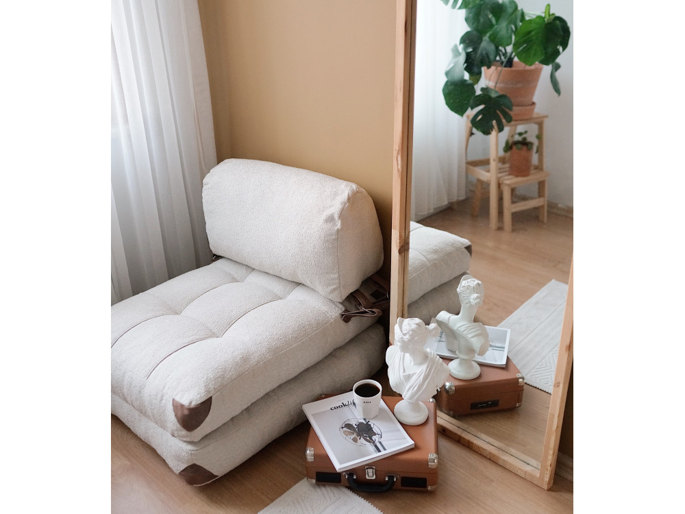 Cadeirão-cama em tecido "Fold" - 80 x 60 x 70 cm - Creme