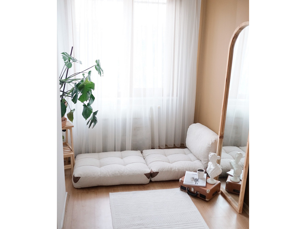 Cadeirão-cama em tecido "Fold" - 80 x 60 x 70 cm - Creme
