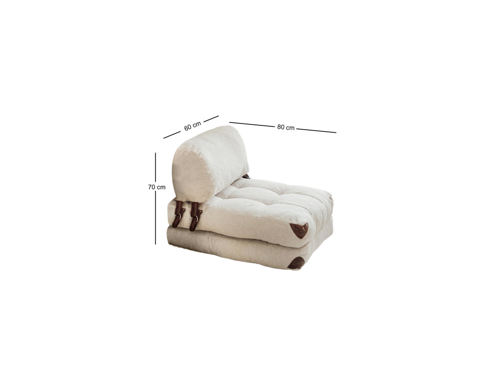 Cadeirão-cama em tecido "Fold" - 80 x 60 x 70 cm - Creme