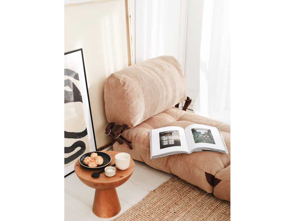 Cadeirão-cama em tecido "Fold" - 80 x 60 x 70 cm - Castanho