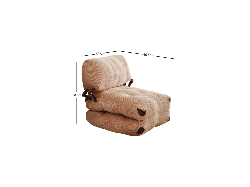 Cadeirão-cama em tecido "Fold" - 80 x 60 x 70 cm - Castanho