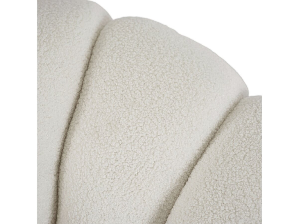 Cadeirão estilo bolha "Élysée" com pufe em tecido bouclette - Creme