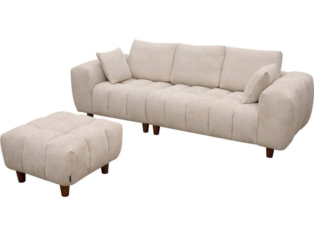 Otomano para sofá reto "Matignon" - 70 x 70 x 46 cm - Bege